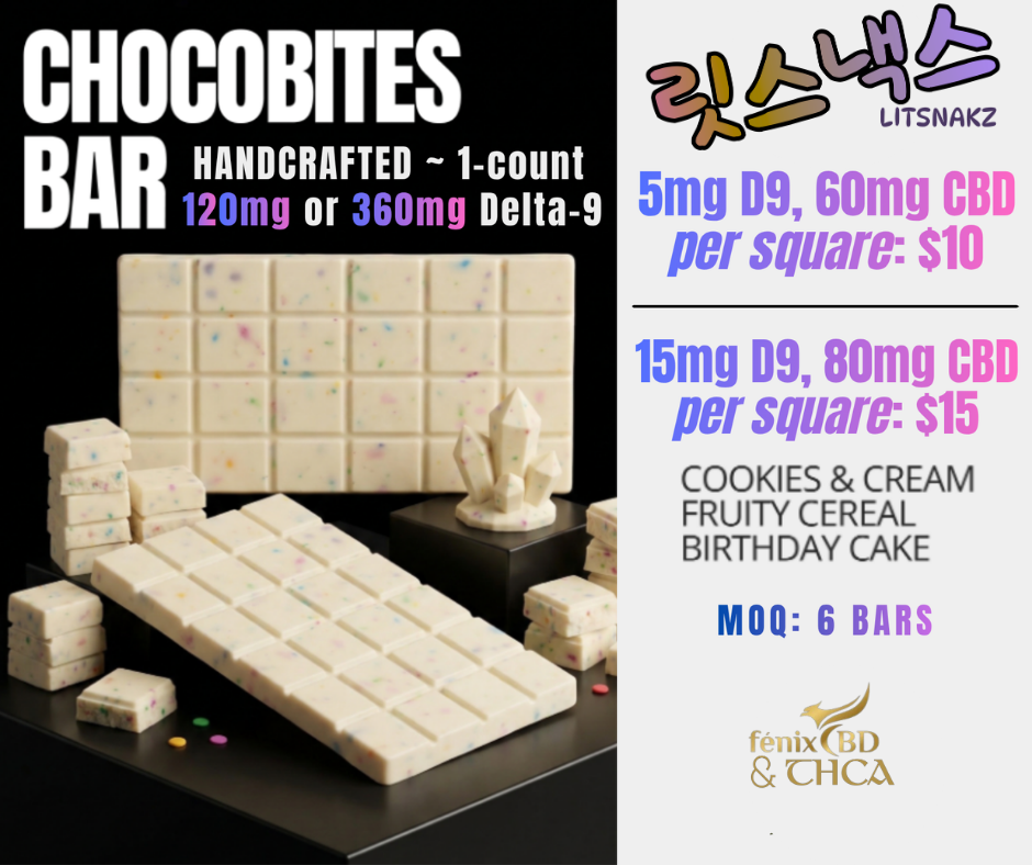 LITSNAKZ CHOCOBITES Delta-9 Cereal-Flavored White Chocolate 24-Square Bar 120-360mg