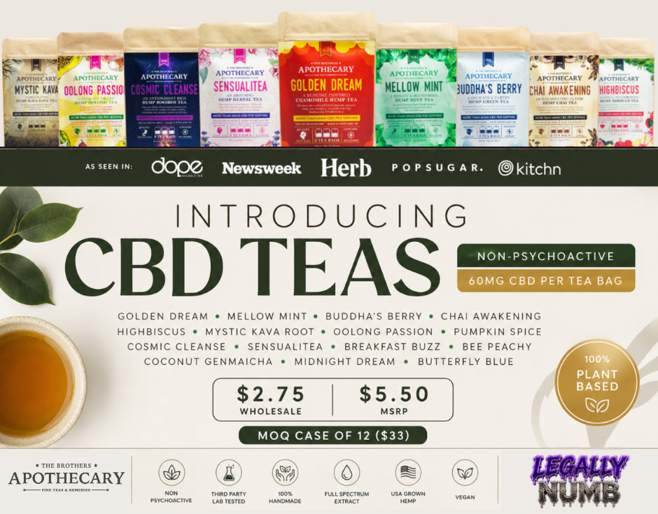 BROTHERS APOTHECARY FINE BROAD SPEC CBD TEAS (15 Flavors) Non-psychoactive
