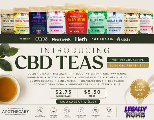 BROTHERS APOTHECARY FINE BROAD SPEC CBD TEAS (15 Flavors) Non-psychoactive