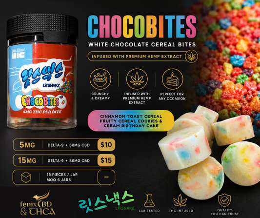 LITSNAKZ CHOCOBITES Delta-9 Cereal-Flavored White Chocolate Bite Edibles 80 or 240mg