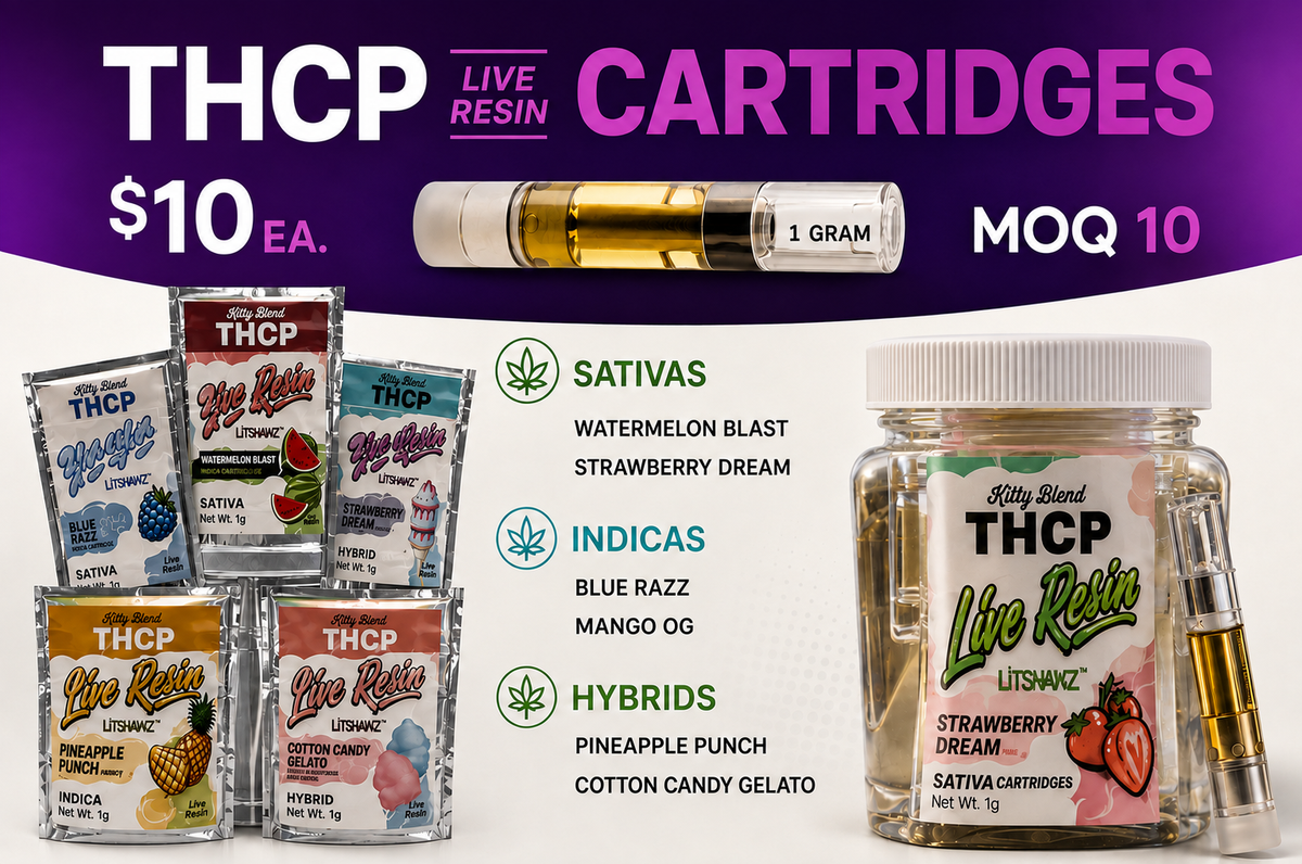 THCp Live Resin Cartridges, 1 gram, LitShawz Kitty Blend