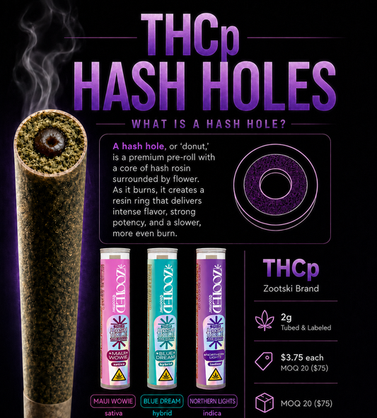 Zootski THCp 2g Hash Hole Donut Pre-Rolls - Maui Wowie, Blue Dream, Northern Lights